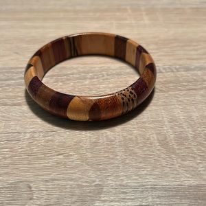 Wooden Multi-Tone Bangle Bracelet - Brown
